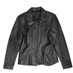 Vintage Black Leather Guess Jacket